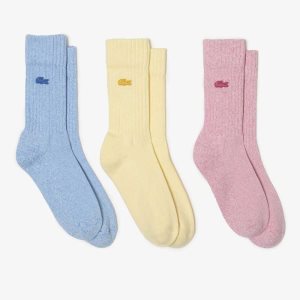 Lacoste 3-Pack Organic Bomull Blå Rosa Gul | 3268-AHJUI