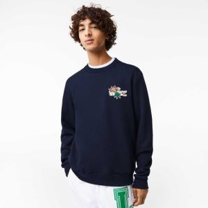 Lacoste Badge Organic Bomull Marineblå Blå | 5219-WELVG