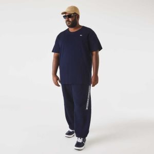 Lacoste Big Fit Crew Neck Bomull Jersey Marineblå Blå | 8041-NCAQY