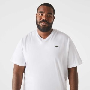 Lacoste Big Fit V-Neck Jersey Hvite | 1367-JVWXG