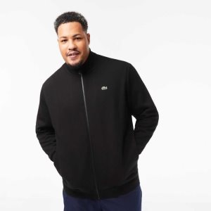 Lacoste Big Fit Zipped Bomull Fleece Svarte | 9261-QENSL