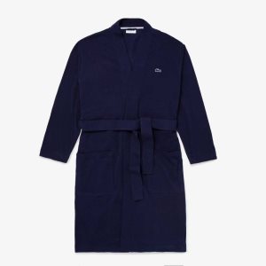 Lacoste Bomull Jersey Bathrobe Marineblå Blå | 0736-MNGQL