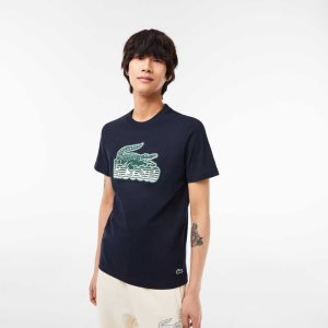 Lacoste Bomull Jersey Print T-Shirt Marineblå Blå | 1609-ACUKD