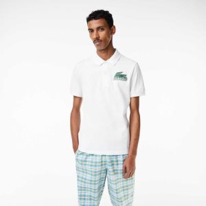 Lacoste Bomull Mini-Pique Hvite | 6807-XGBJI