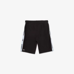 Lacoste Branded Organic Bomull Jersey Shorts Svarte | 5394-FHXQS