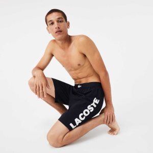 Lacoste Branded Stretch Bomull Lounge Shorts Marineblå Blå Hvite | 9034-XVFNS