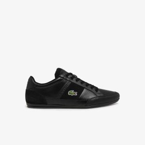 Lacoste Chaymon BL Lær Tonal Svarte Svarte | 8925-DICJY