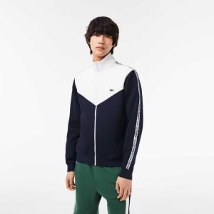 Lacoste Classic Fit Colorblock Zipped Marineblå Blå Hvite | 1469-RJTUL