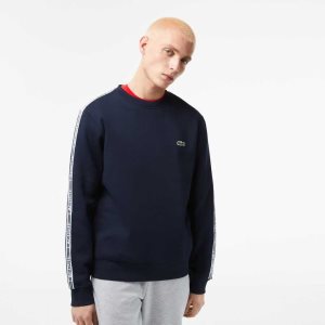 Lacoste Classic Fit Logo Stripe Flannel Marineblå Blå | 9270-VXYEC