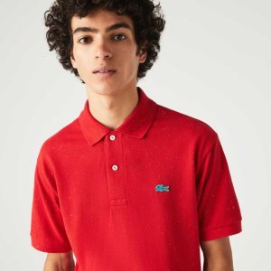 Lacoste Classic Fit Speckled Print Bomull Pique Rød | 6318-HLSNZ