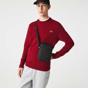 Lacoste Classic Petit Pique Vertical Zip Svarte | 2831-JNTZB