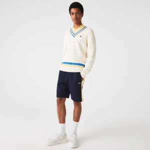 Lacoste Color-Block Brushed Fleece Marineblå Blå Gul | 4029-EPDVO