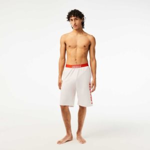 Lacoste Contrast Logo Waistband Shorts Beige | 7024-DRVLS