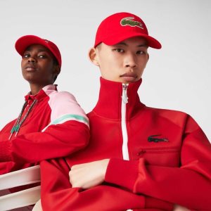 Lacoste Contrast Reima And Oversized Crocodile Bomull Rød | 3461-UVSYT