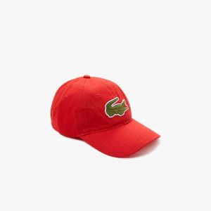 Lacoste Contrast Reima And Oversized Crocodile Bomull Rød | 4187-EXSLQ