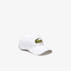 Lacoste Contrast Reima And Oversized Crocodile Bomull Hvite | 7896-EYSGV