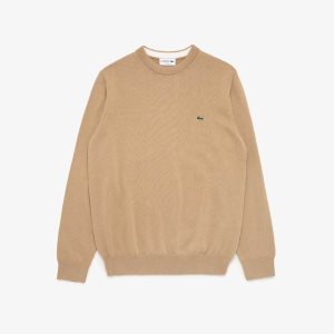 Lacoste Crew Neck Bomull Beige | 5620-DZGVY