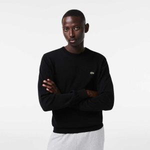 Lacoste Crew Neck Bomull Svarte | 7053-JEXRA