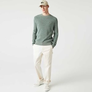 Lacoste Crew Neck Heathered Knit Hvite Grønn Beige | 9217-YSAUM