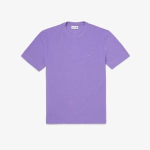 Lacoste Crew Neck Organic Bomull Pique Blend Lilla | 5643-XZFMY