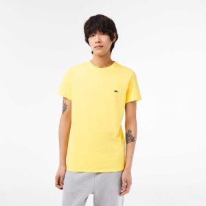 Lacoste Crew Neck Pima Bomull Jersey Gul | 3704-LCPSM