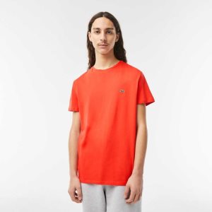 Lacoste Crew Neck Pima Bomull Jersey Oransje | 4902-HIZYE