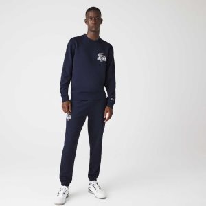 Lacoste Crocodile Branding Bomull Fleece Jogging Marineblå Blå | 4813-ABDNZ