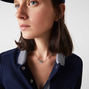 Lacoste Crocodile Necklace Sølv | 2741-MZITB