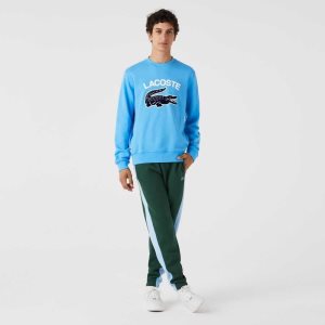 Lacoste Crocodile Print Crew Neck Blå | 7153-EDYWJ