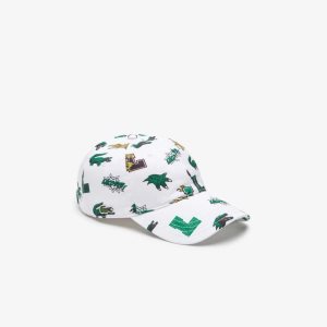 Lacoste Crocodile Print Hvite | 9632-EXNTP