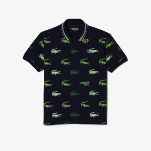 Lacoste Golf Crocodile Print Marineblå Blå Hvite Grønn | 8596-ODHJS