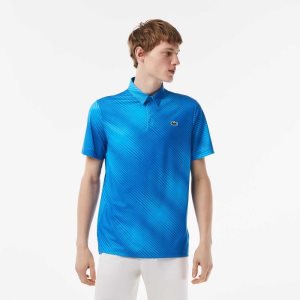 Lacoste Golf Printed Recycled Polyester Blå | 5896-KSXQO