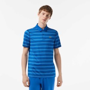 Lacoste Golf Recycled Polyester Stripe Blå Marineblå Blå Hvite Blå | 7068-BGATL