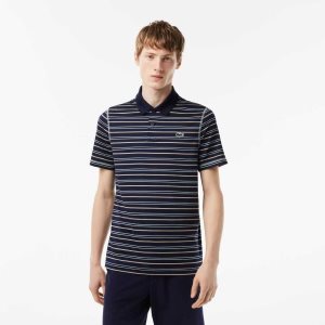 Lacoste Golf Recycled Polyester Stripe Marineblå Blå Lyse Grønn Hvite Beige | 7549-ENTYO