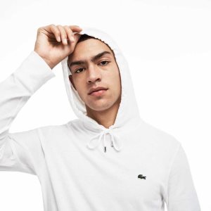 Lacoste Hette Bomull Jersey Sweatshirt Hvite | 1925-MBEDH