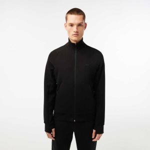 Lacoste High-Neck Bomull Blend Zip Svarte | 2461-NSIQF