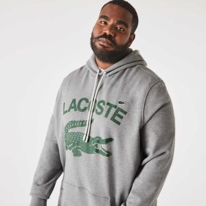 Lacoste Høye Fit Bomull Fleece Hoodie Grå | 2613-ZNPIL