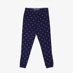 Lacoste Jersey Pajama Pants Marineblå Blå Hvite | 2351-NXLPM