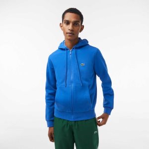 Lacoste Kangaroo Pocket Fleece Zipped Blå | 0578-CMLVS