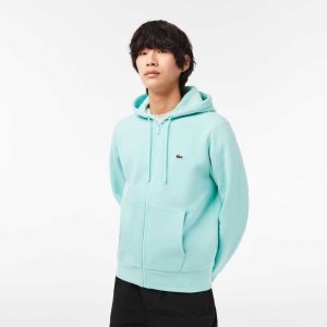 Lacoste Kangaroo Pocket Fleece Zipped Mint | 2567-ZJAWE