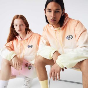 Lacoste LIVE Lette Pullover Windbreaker Oransje Hvite Gul | 7069-VCFUP