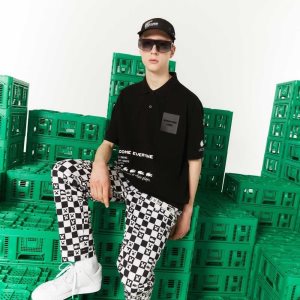 Lacoste LIVE x Minecraft Loose Fit Organic Bomull Svarte | 7108-NIXQO