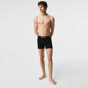 Lacoste Long Stretch Bomull Bokser Brief 3-Pack Svarte | 3854-EXKYF