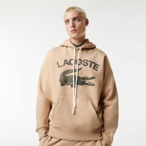 Lacoste Loose Fit Crocodile Hette Beige | 9876-SVPNM