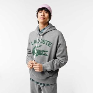 Lacoste Loose Fit Crocodile Hette Grå | 7485-IKGNT