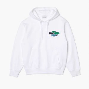 Lacoste Loose Fit Hette Organic Bomull Hvite | 8619-JTNCY