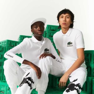 Lacoste Minecraft Classic Fit Organic Bomull Hvite | 5049-DQWCN