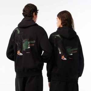 Lacoste Netflix Loose Fit Hoodie Svarte | 4860-UCZAG