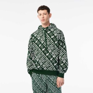 Lacoste Netflix Loose Fit Organic Bomull Grønn Hvite | 2670-YRHGO