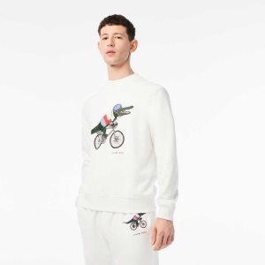 Lacoste Netflix Organic Bomull Fleece Print Hvite | 3815-AVJGE